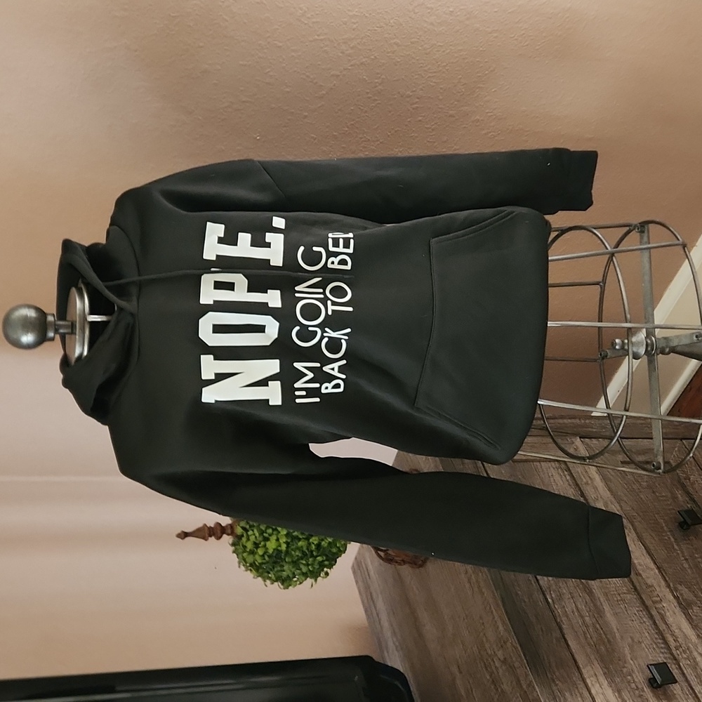 Nwot black graphic hoodie I'm going back to bed sz small kangaroo pocket
